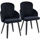 Dahlia Dining Chair in Black Wood, Gold & Black Velvet (Set of 2)